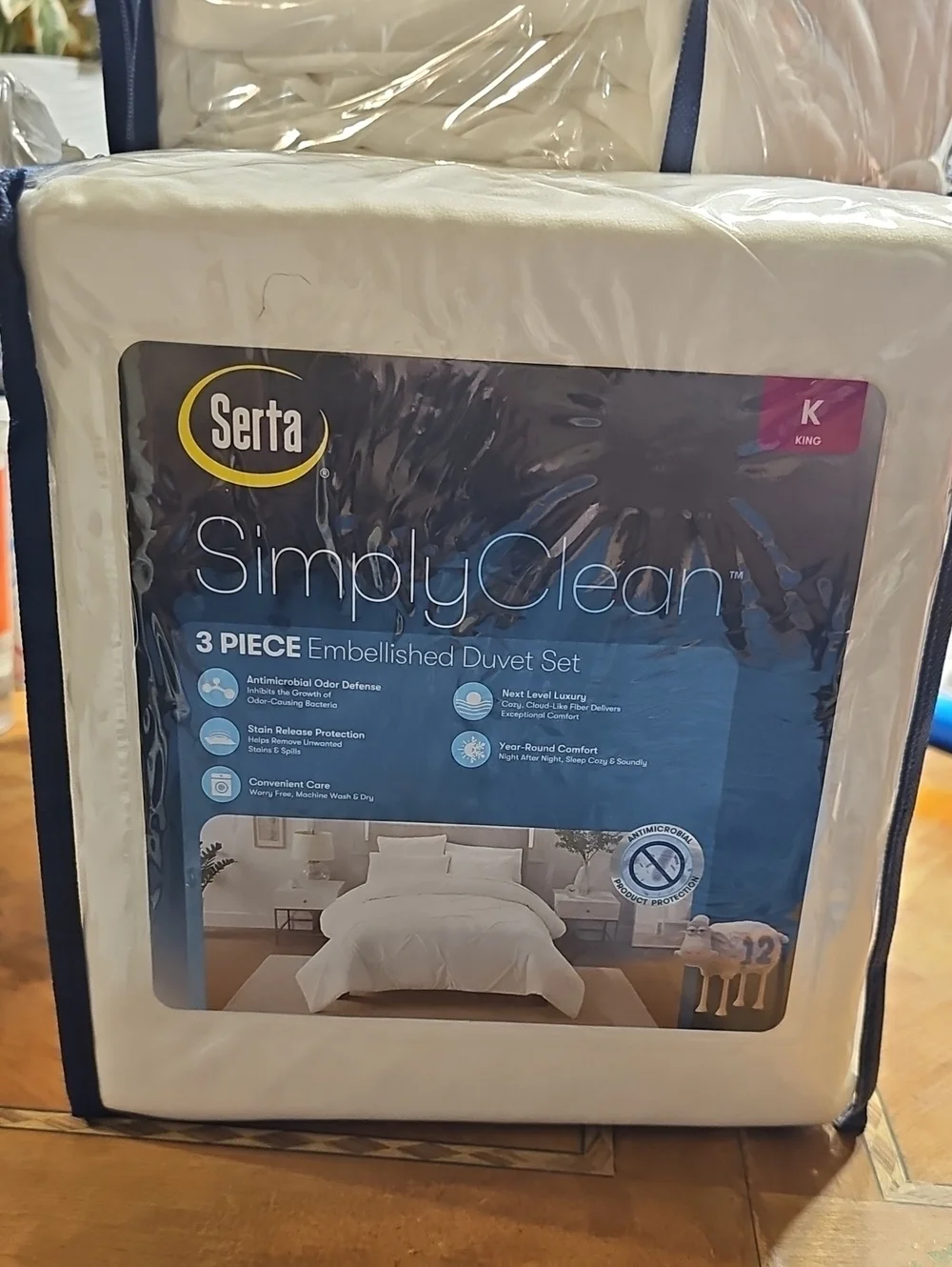 Serta SimplyClean White Embellished Duvet Set - King